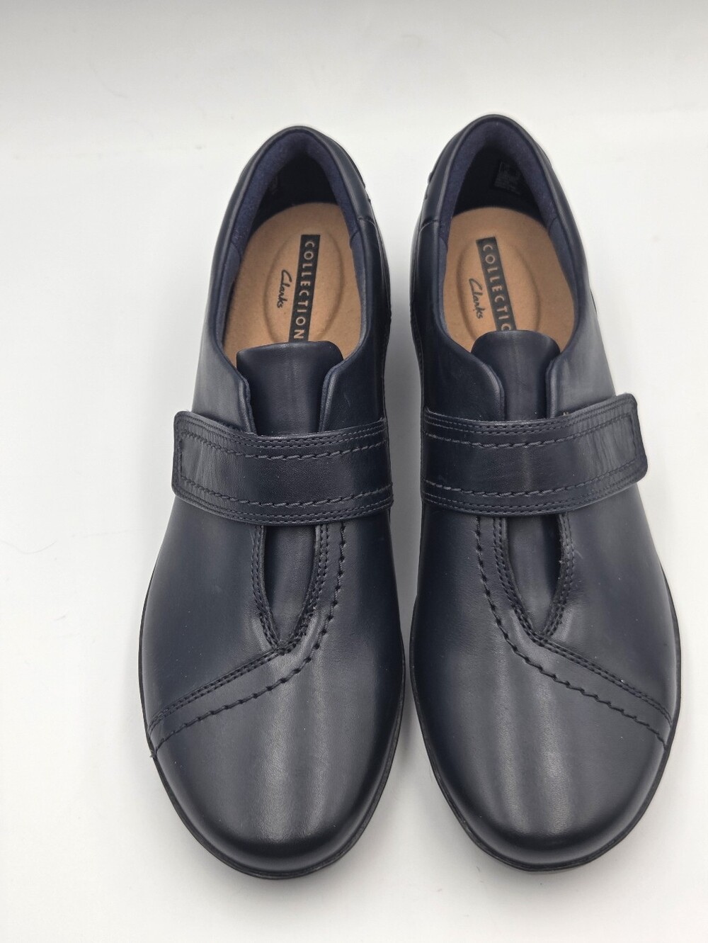 Clarks Collection Women’s Blue Leather Slip On Loafers Breathable Size 10M